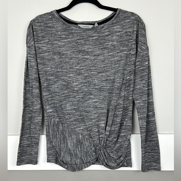 Athleta Tops - Athleta Grey Front Knot Long Sleeve Shirt Size XS Workout Activewear Pullover